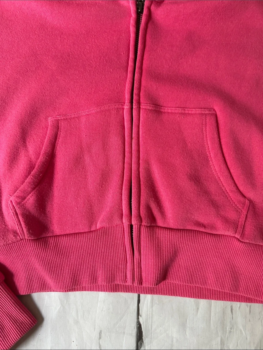 Katie J NYC Cropped Pink Zip Hoodie large